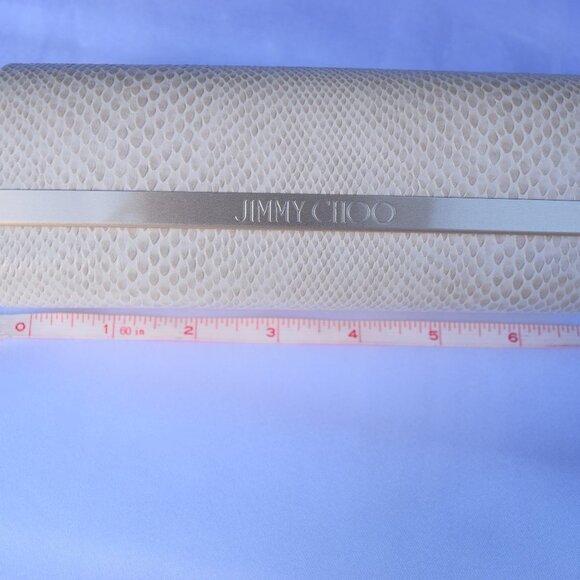 Jimmy Choo Sunglasses Case,Snake-Texture Leather Magnetic,Gold Trim,White Cloth - Picture 8 of 13